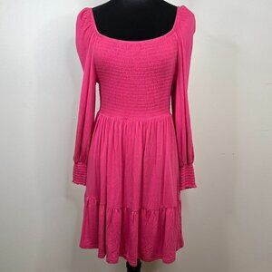NWT BB Dakota by Steve Madden Let's Go Crazy Women's Smocked Long Sleeve Dress
